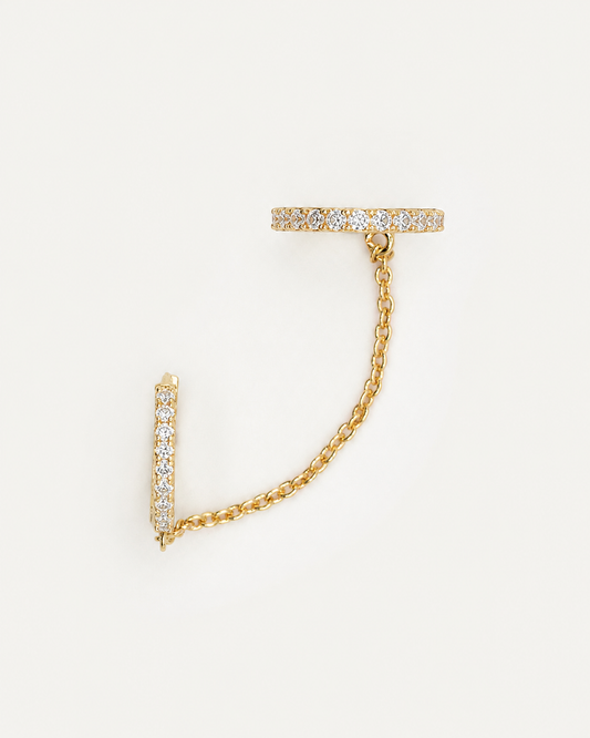 Arito Earcuff con cadena Blanco Gold