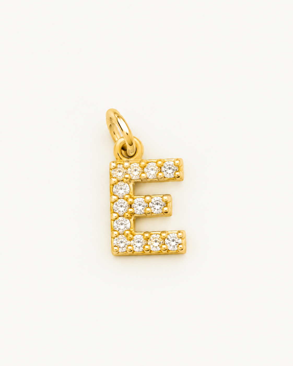 Charm letra E circonitas Gold BEOCCA
