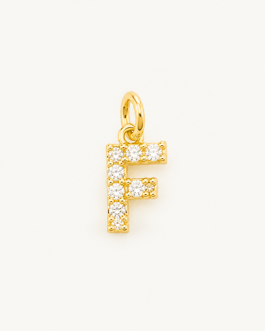 Charm letra F circonitas Gold BEOCCA