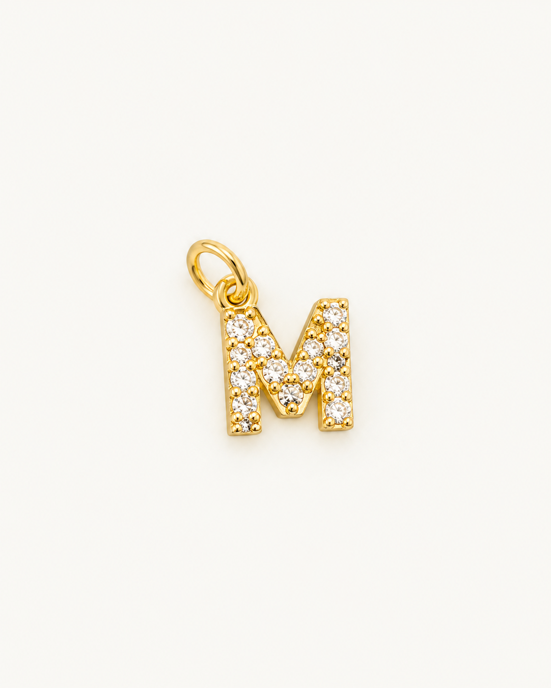 Charm letra M circonitas Gold BEOCCA