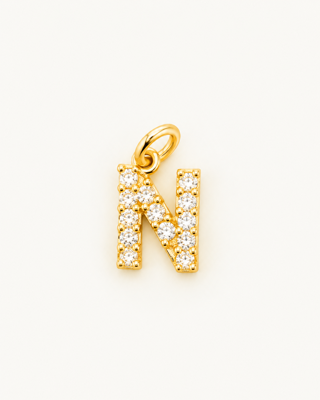 Charm letra N circonitas Gold BEOCCA