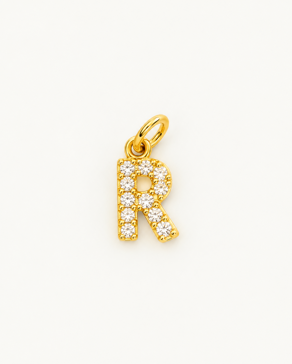 Charm letra R circonitas Gold BEOCCA