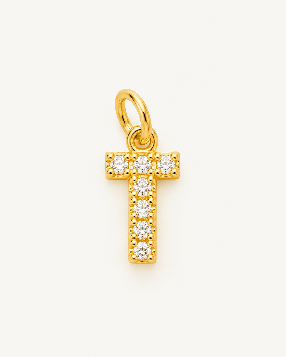Charm letra T circonitas Gold BEOCCA