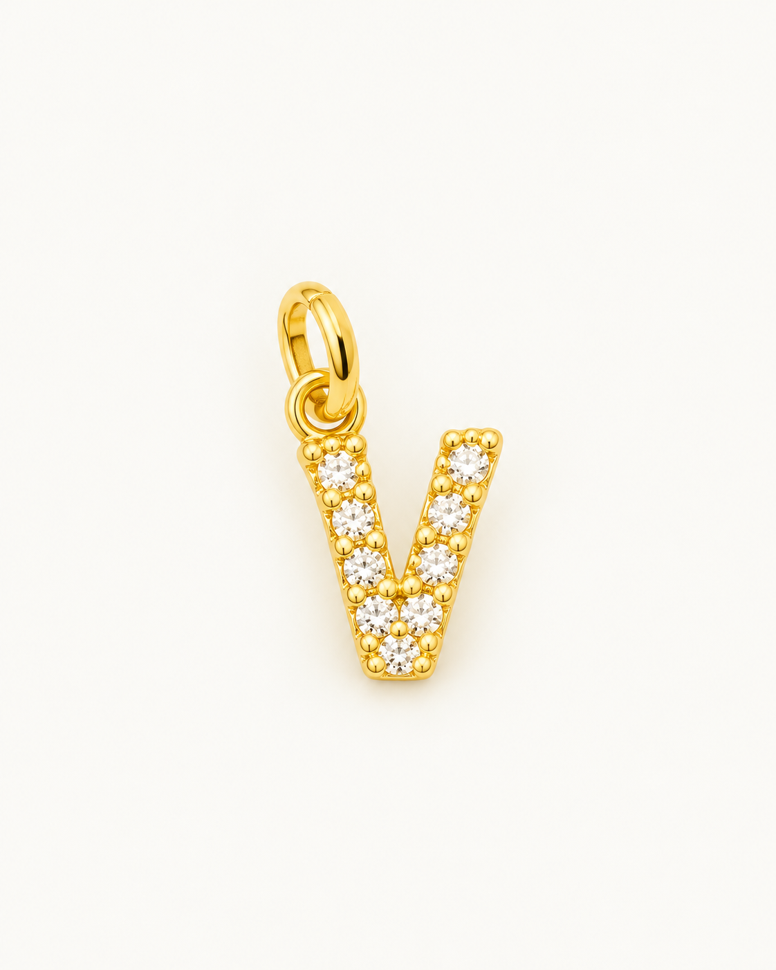 Charm letra V circonitas Gold BEOCCA
