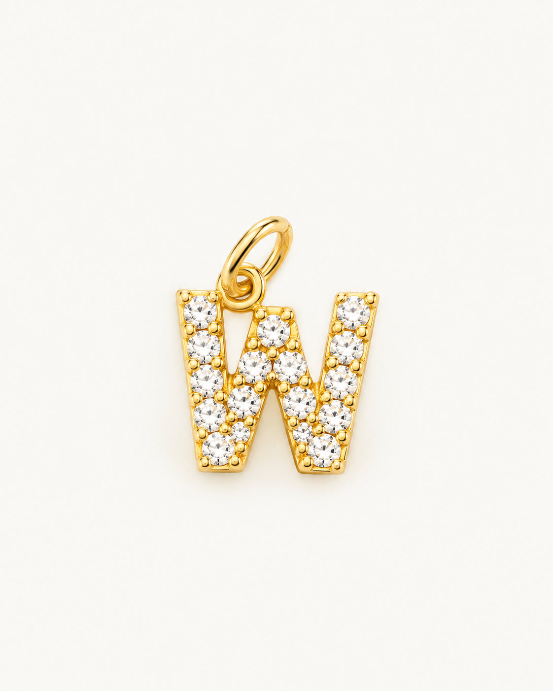 Charm letra W circonitas Gold BEOCCA