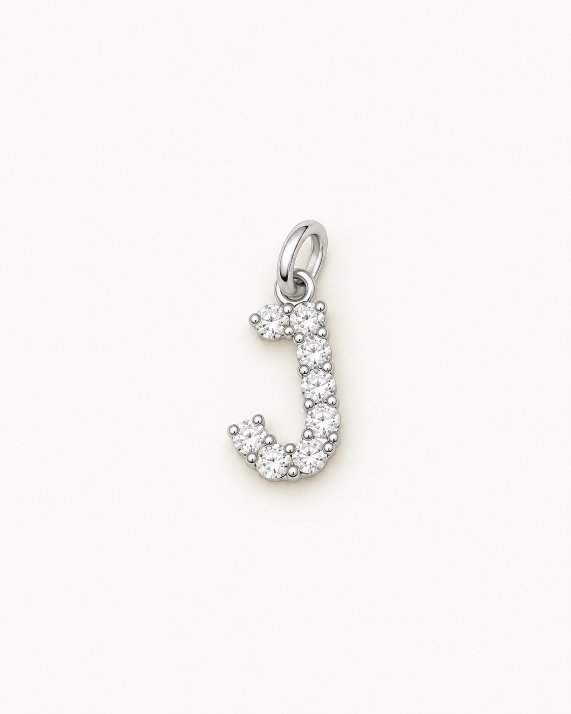 Inicial J con circonitas Silver BEOCCA