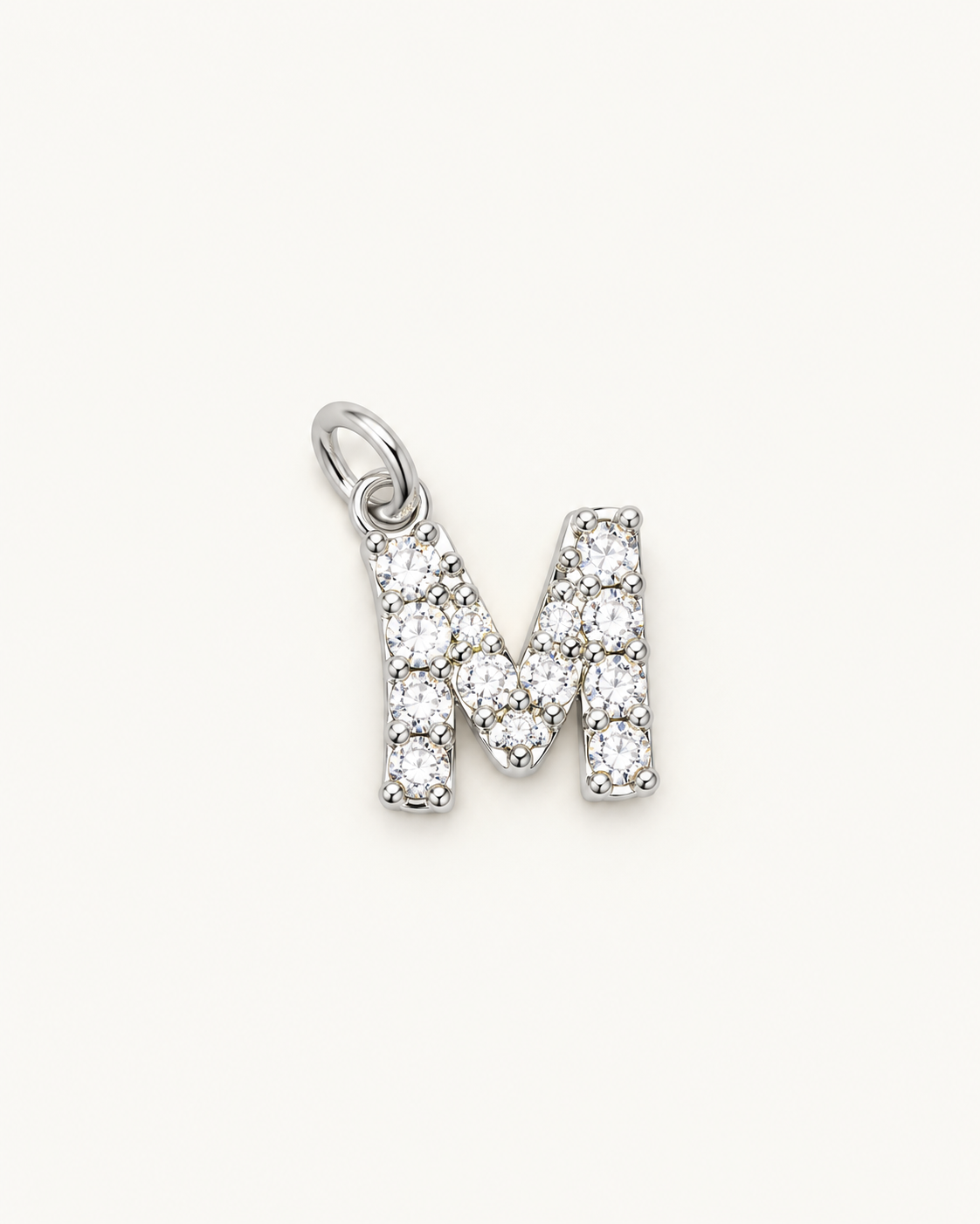 Inicial M con circonitas Silver BEOCCA