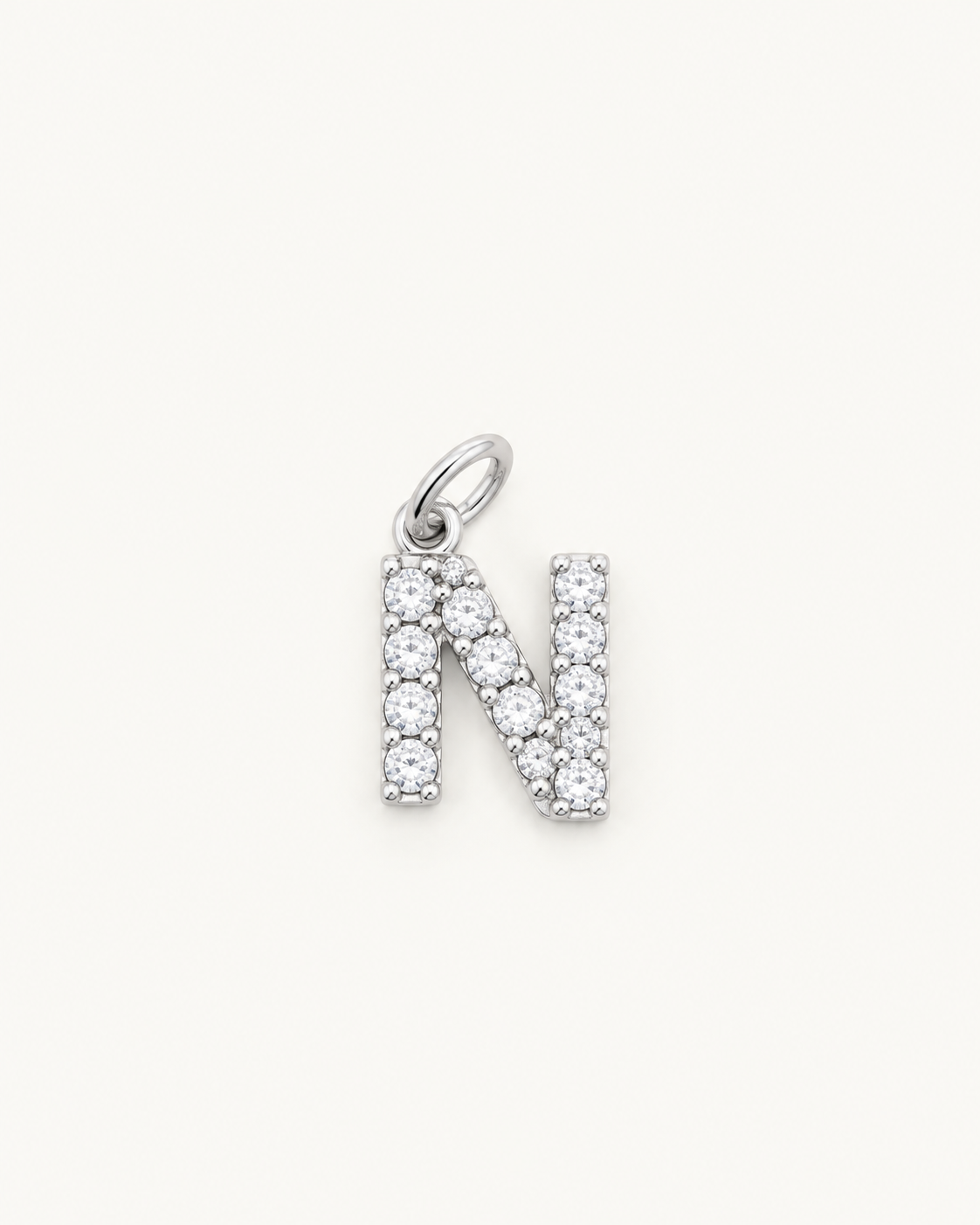 Inicial N con circonitas Silver BEOCCA