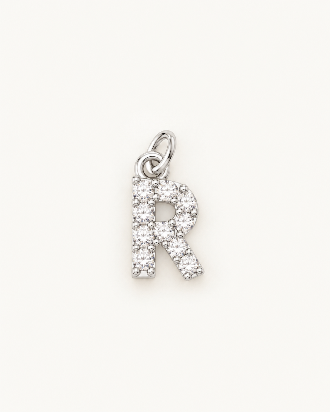 Inicial R con circonitas Silver BEOCCA