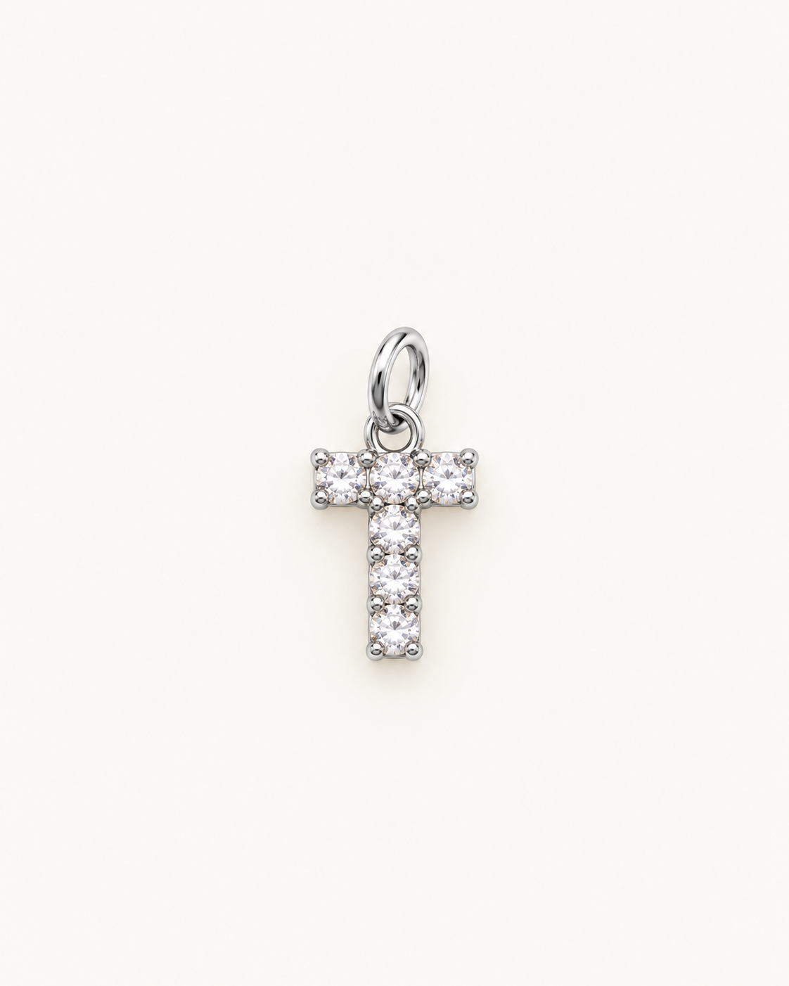 Inicial T con circonitas Silver BEOCCA