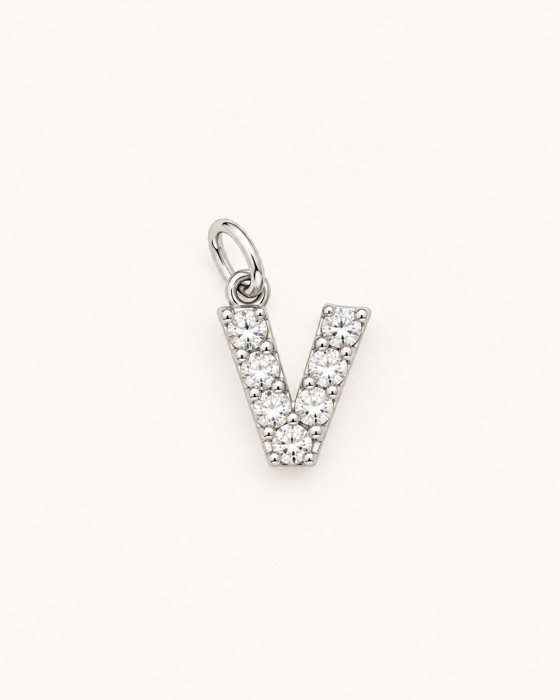 Inicial V con circonitas Silver BEOCCA