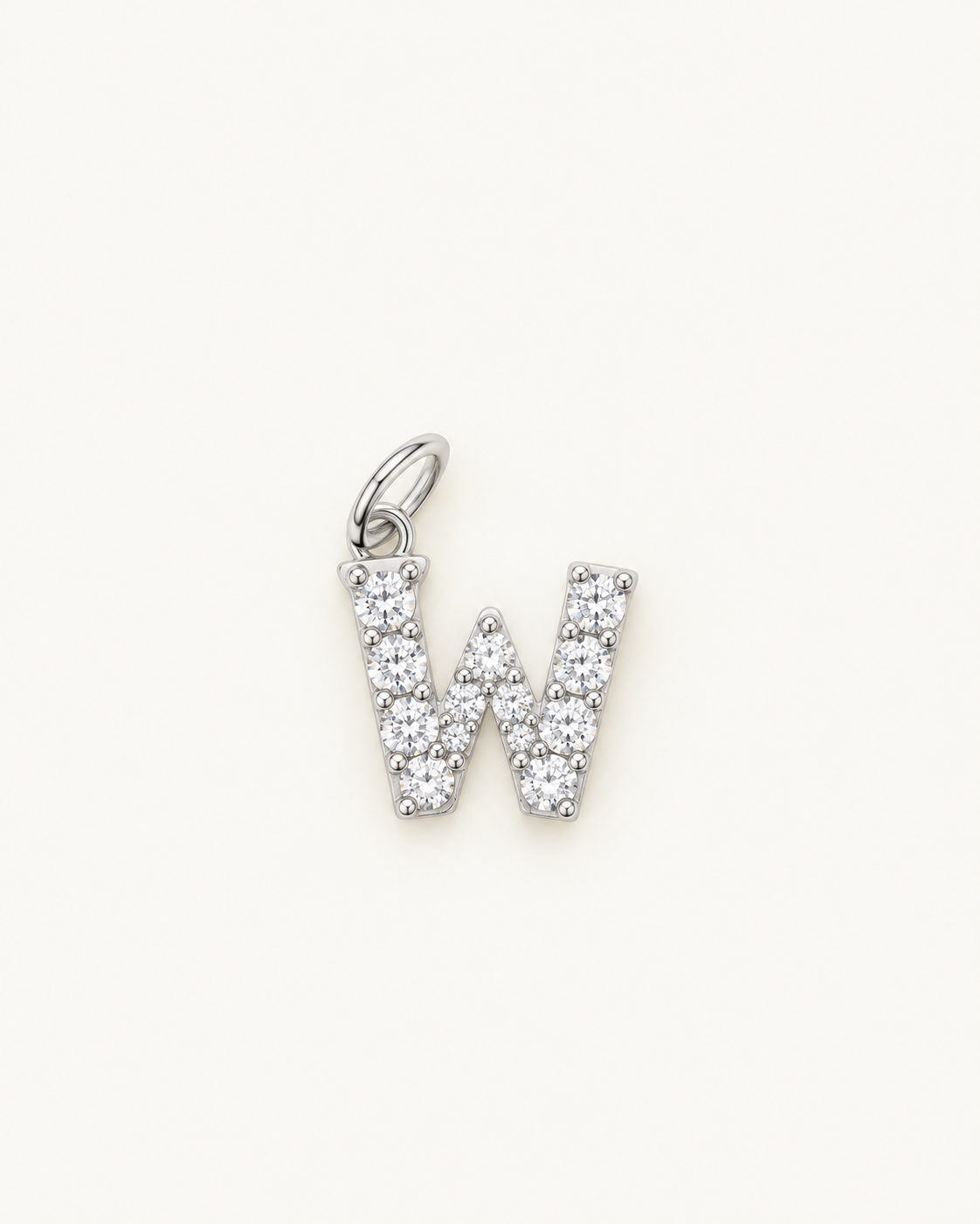 Inicial W con circonitas Silver BEOCCA