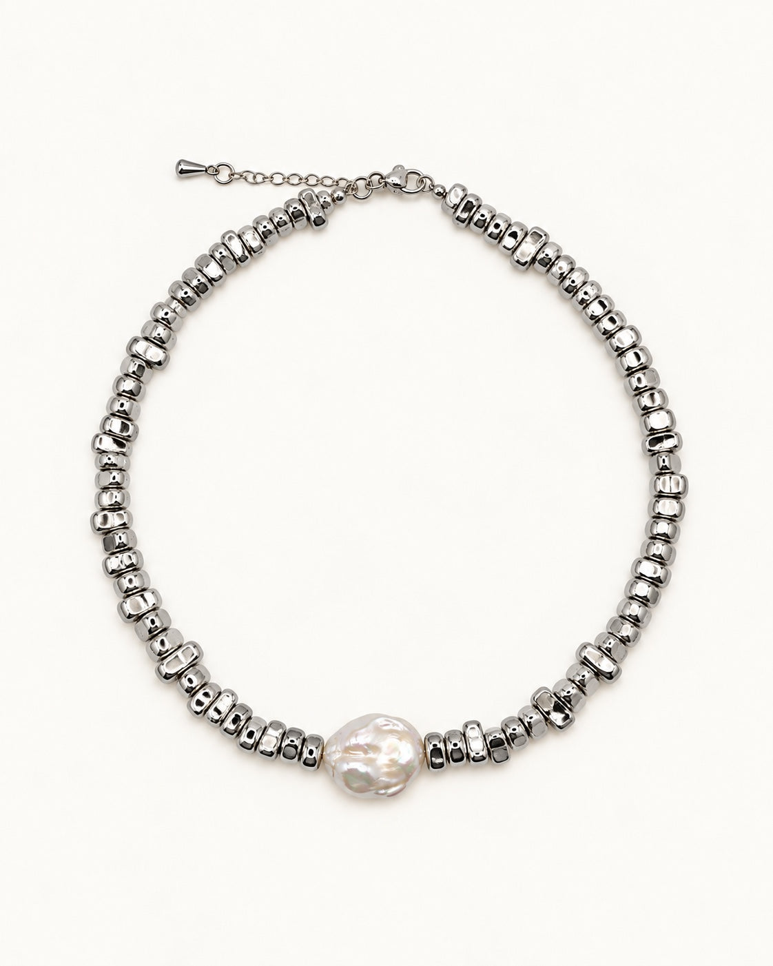 Collar Lunae de hematita y perla natural