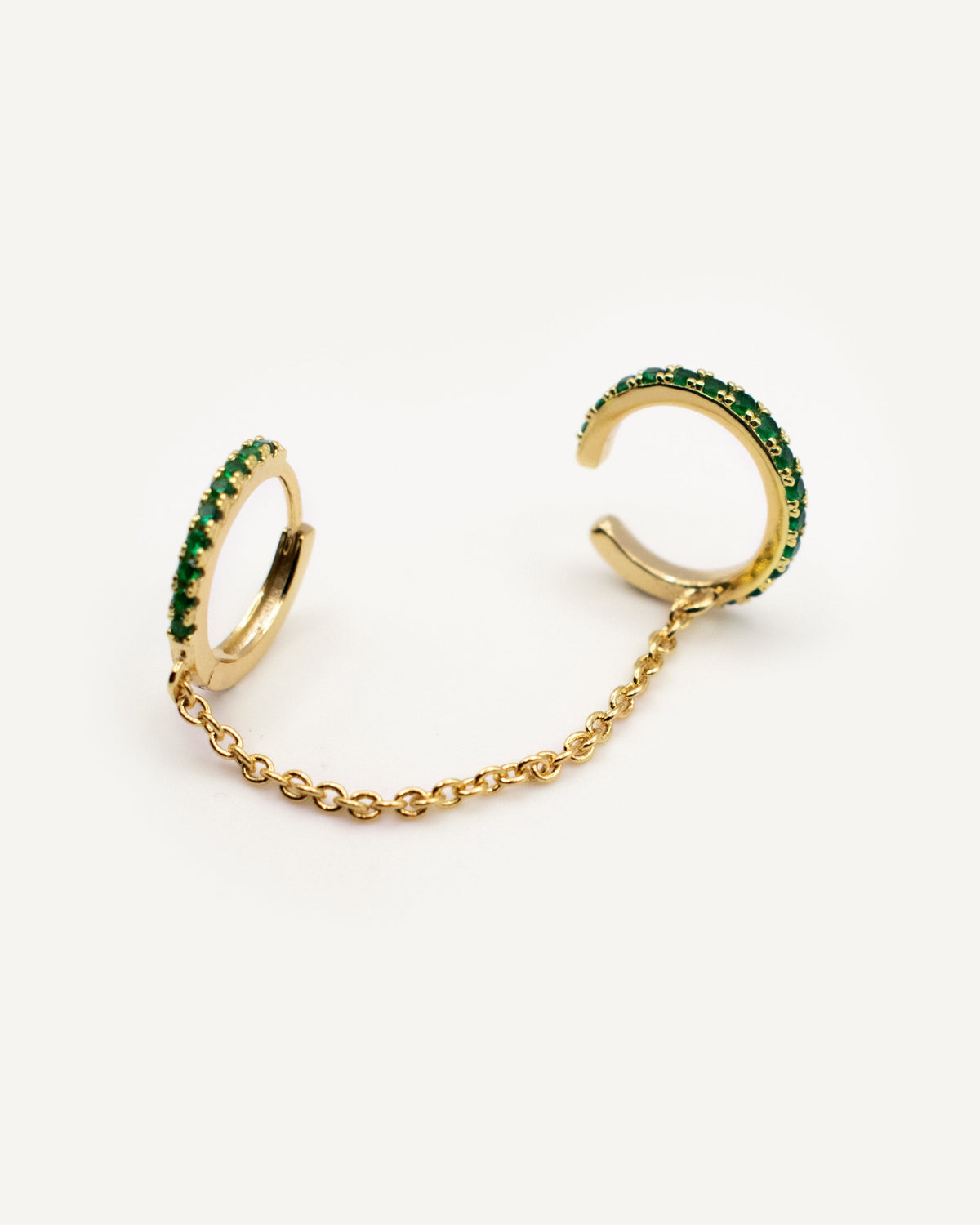 Arito Earcuff con cadena Verde Gold