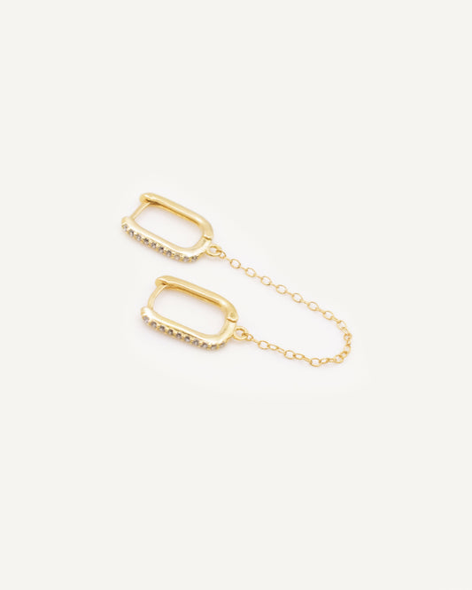 Aritos con cadena Minimal Gold