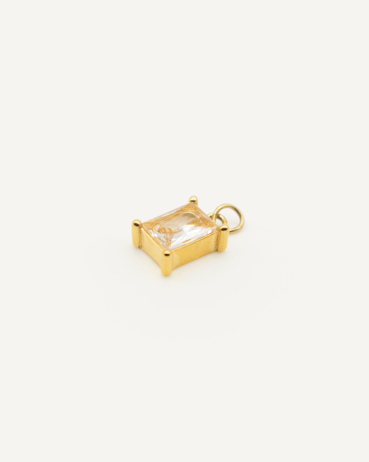 Charm Circonita Talla Rectangular Blanco Gold
