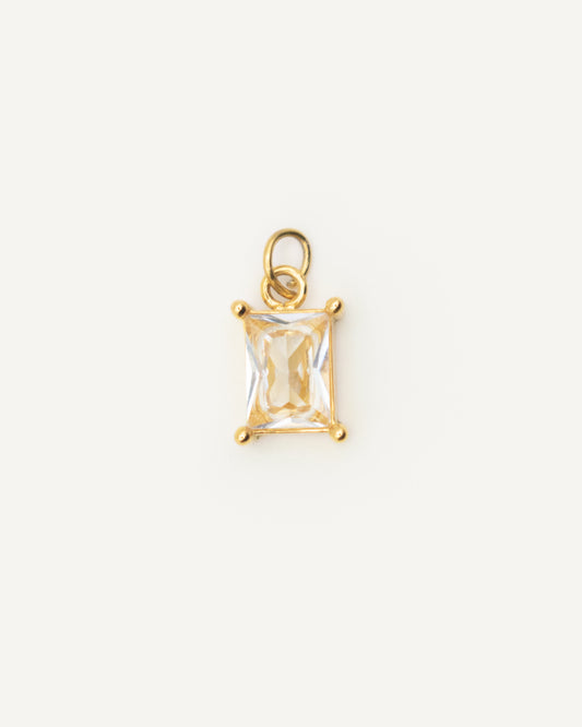 Charm Circonita Talla Rectangular Blanco Gold