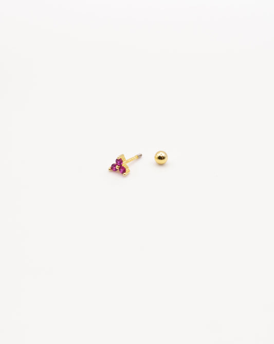 Mini Pendiente Tri Fucsia Gold