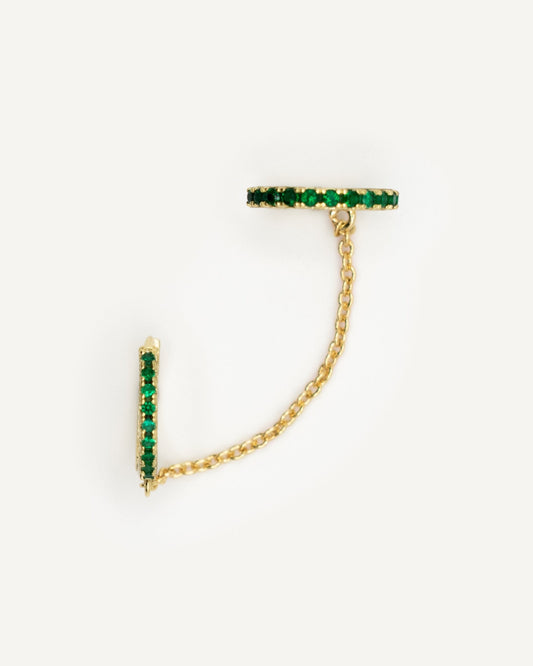 Arito Earcuff con cadena Verde Gold