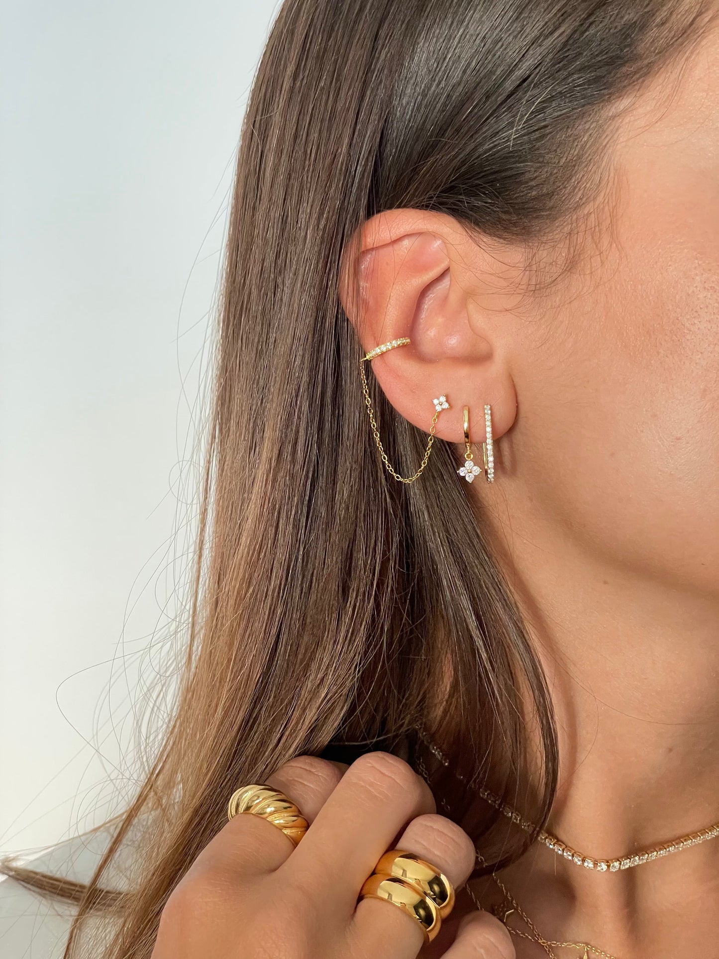 Mini Pendiente Cadena Cross Gold
